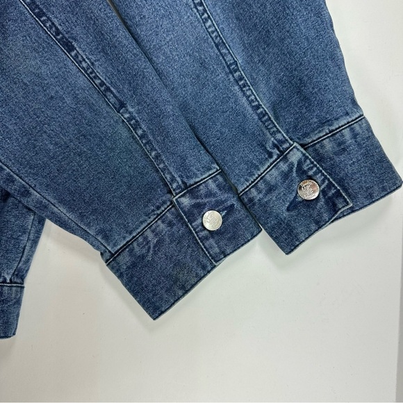 Quacker Factory Rhinestone Denim Jacket Women’s Small Blue Stretch Pockets - Picture 8 of 10